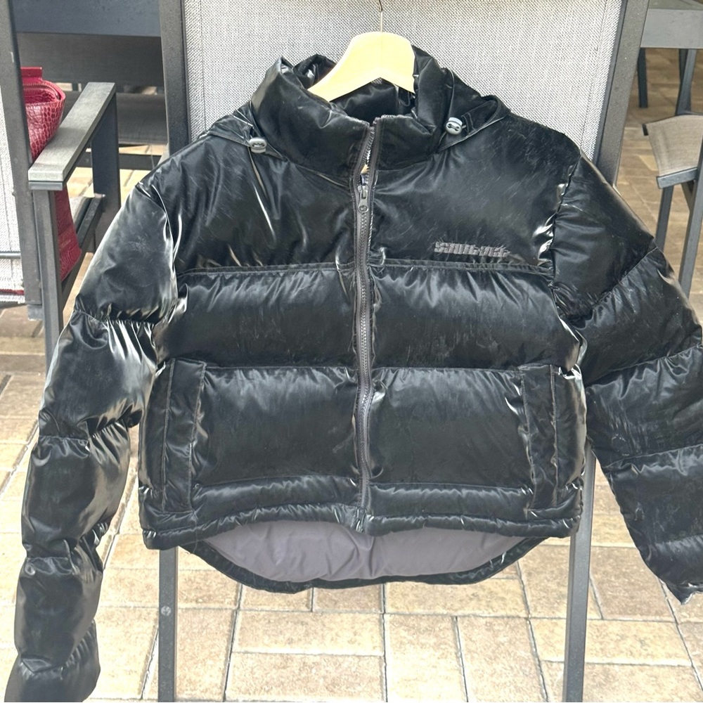 Saint Art NY Womens Black Glossy Puffer Down Lightweight Jacket Hooded Size XS - Picture 15 of 15